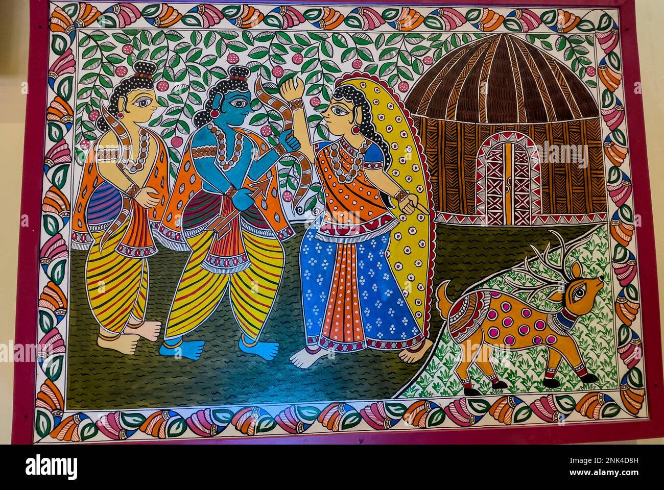 Handmade madhubani painting with oil colors on canvas Stock Photo Alamy