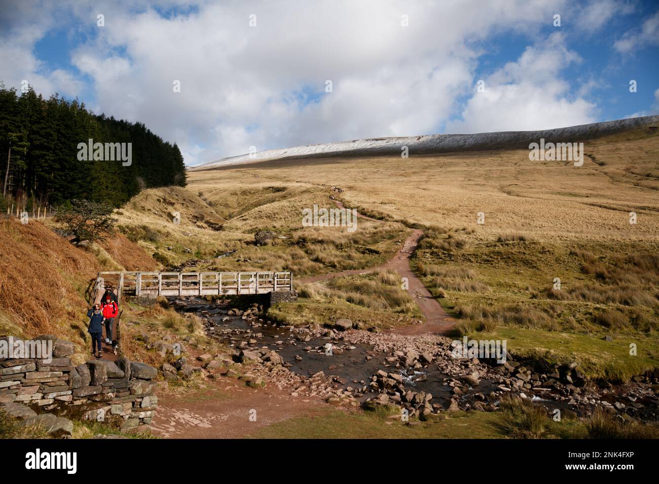 Storey Arms, Brecon Beacons, South Wales, UK.  23 February 2022.  UK weather:  A light dusting of snow at the top of the mountains this afternoon.  Credit: Andrew Bartlett/Alamy Live News. Stock Photo