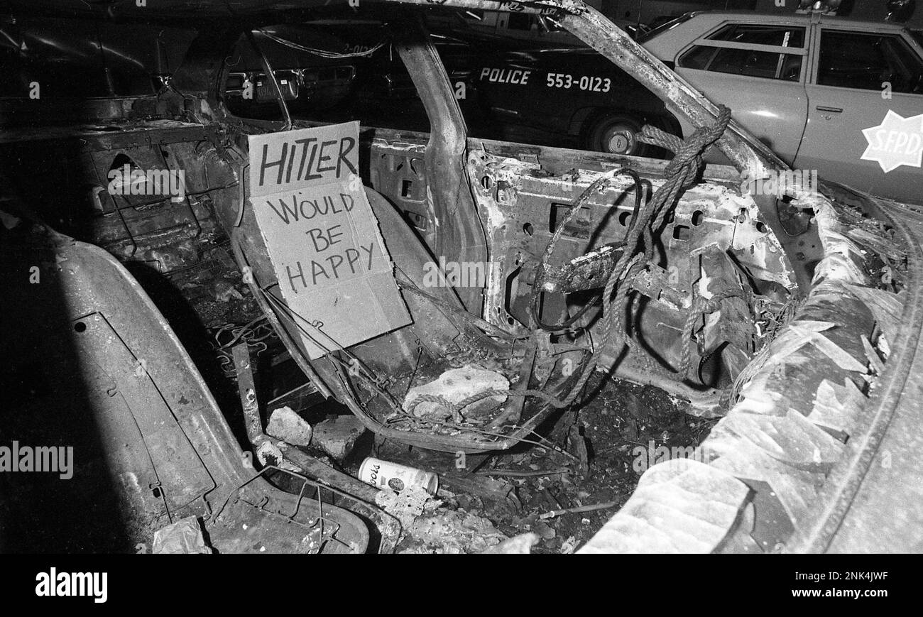 White Night Riots San Francisco police cars that were burned during the White Night Riots ...