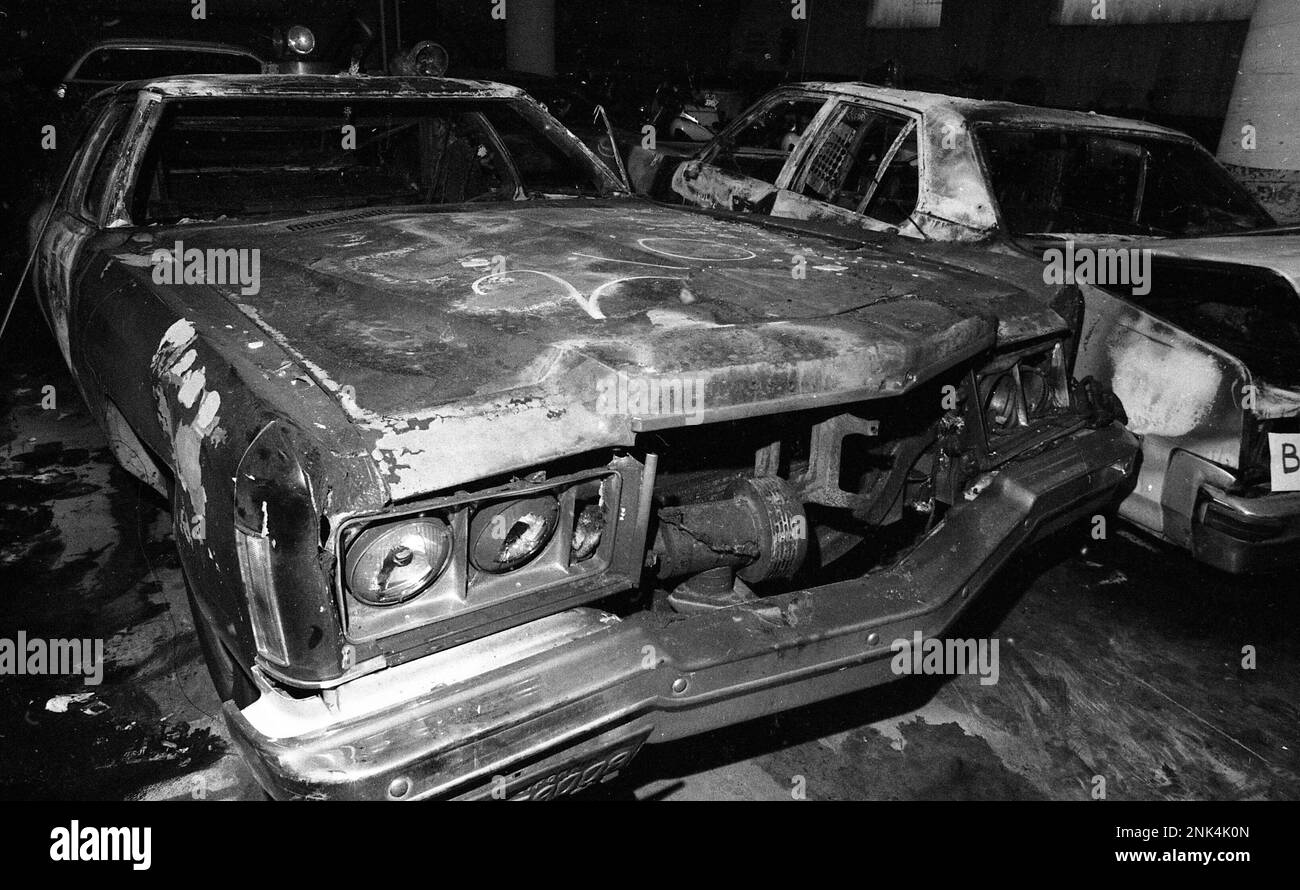 White Night Riots San Francisco police cars that were burned during the White Night Riots ...