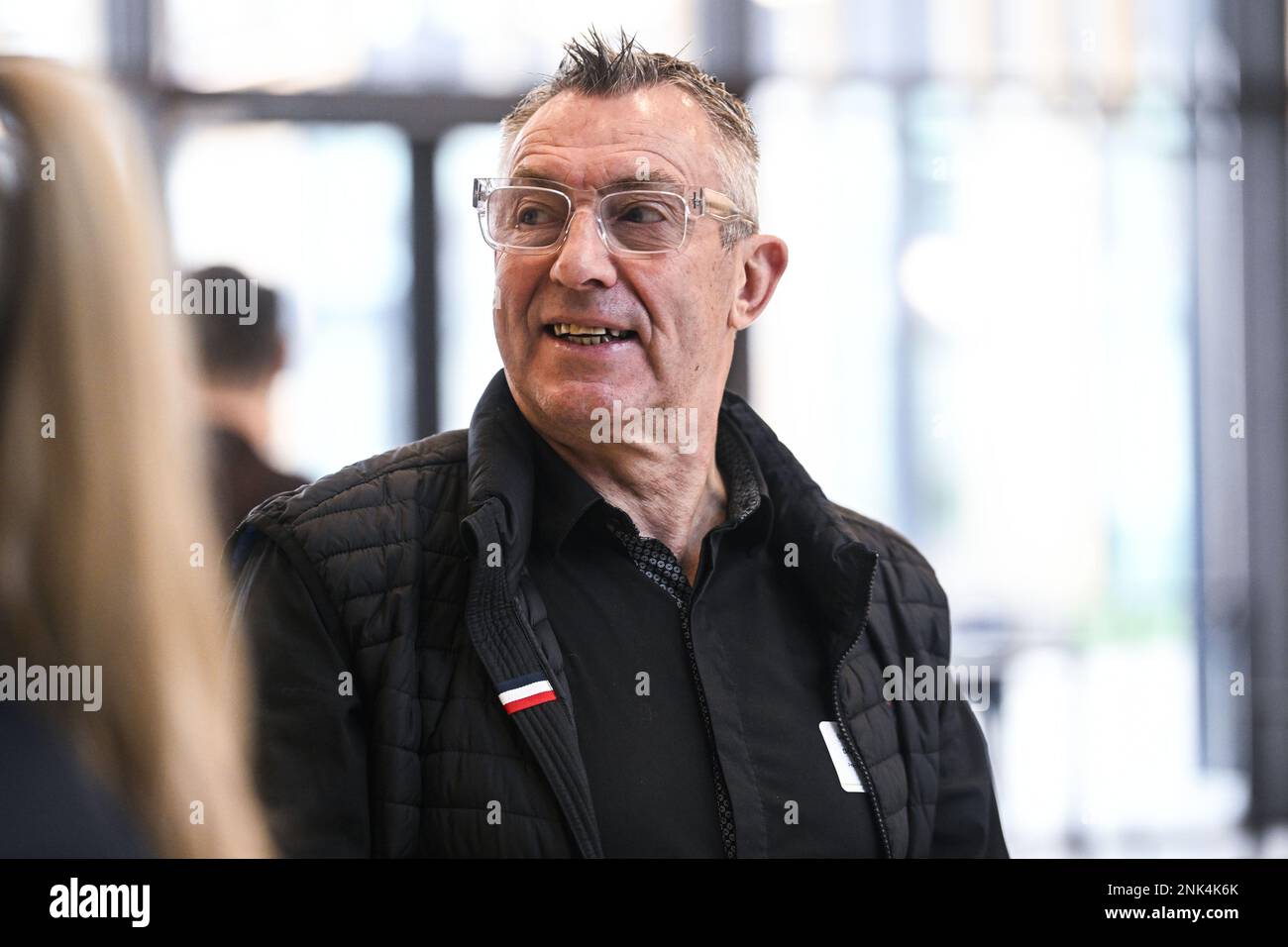 Brussels. 23/02/2023, Former Belgian cyclist Dirk De Wolf pictured during the presentation of the 2023 roster of the AG Insurance - Soudal Quick-Step women's cycling team, Thursday 23 February 2023 in Brussels. BELGA PHOTO TOM GOYVAERTS Stock Photo