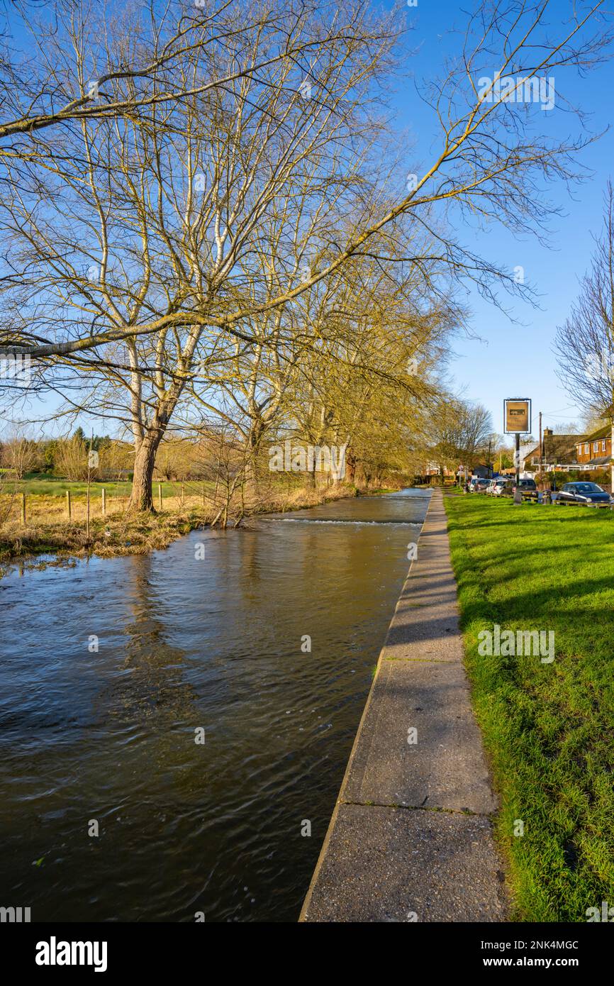 The river Darent at Eynesford riverside, Kent. On a winter morning Stock Photo