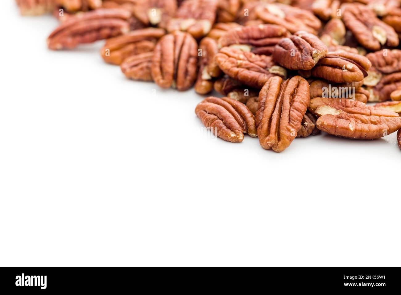 Peeled pecan nuts isolated on the white background. Stock Photo