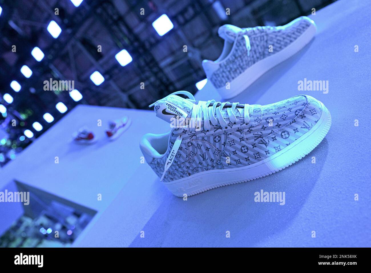 Photo by: NDZ/STAR MAX/IPx 2022 5/21/22 Louis Vuitton's Nike Air Force 1  collaboration on display at the Greenpoint Terminal Warehouse in Brooklyn  on May 21, 2022 in New York Stock Photo - Alamy