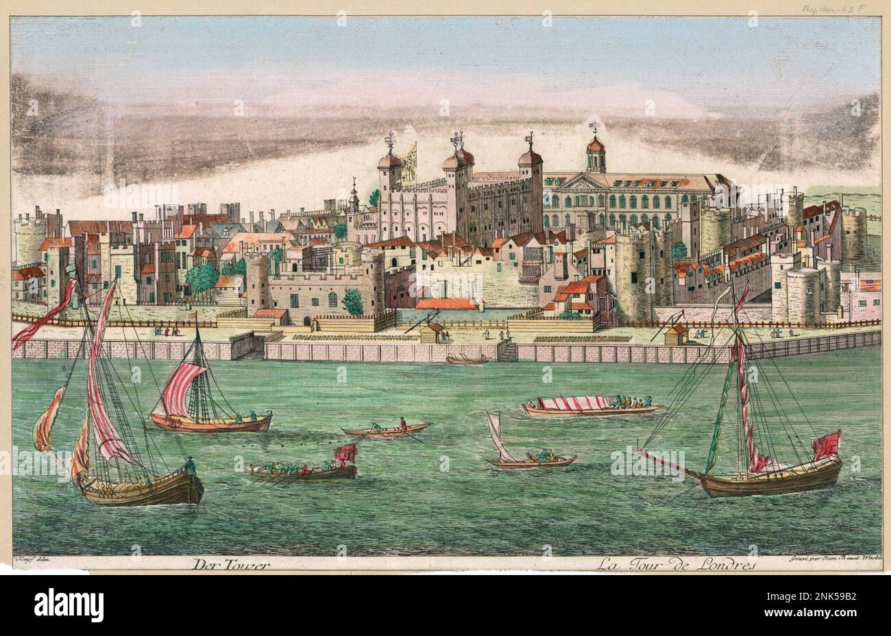 Tower of London England, vintage illustration from the 1700s Stock Photo