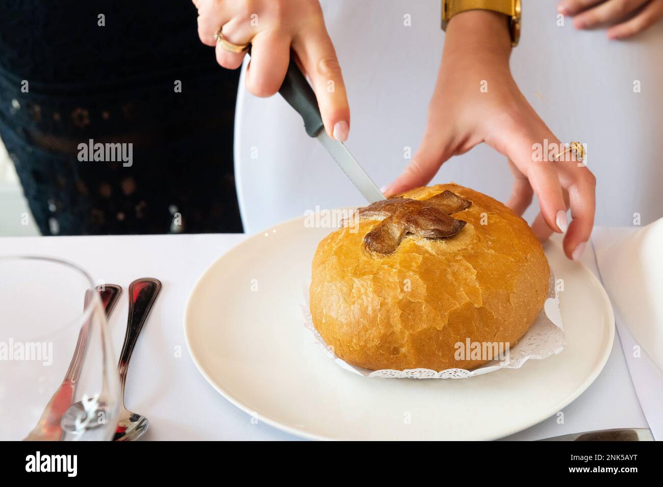 bread for first holy communion Stock Photo Alamy