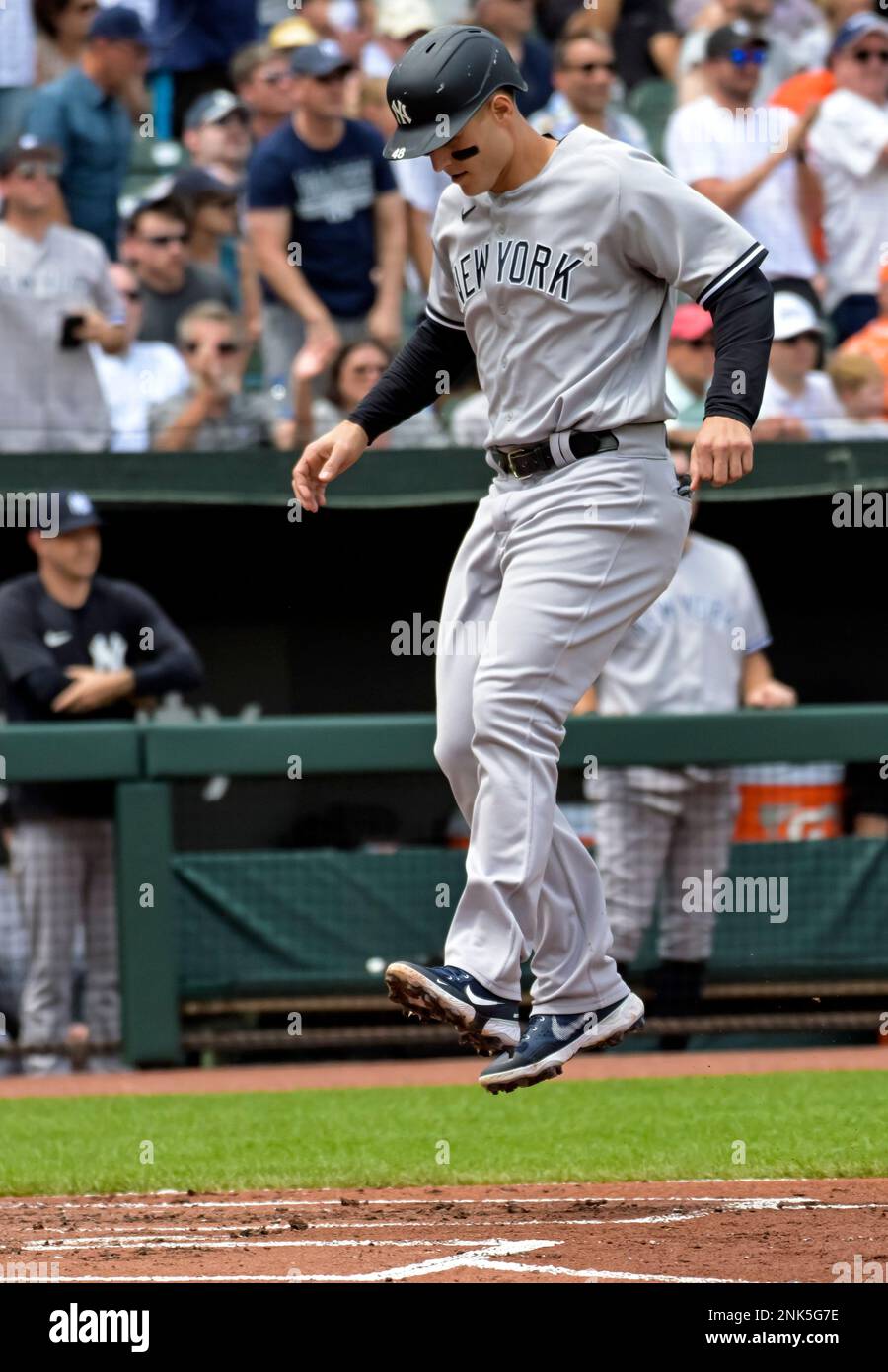 New York Yankees first baseman Anthony Rizzo (48) looks on against the  Baltimore Orioles during the