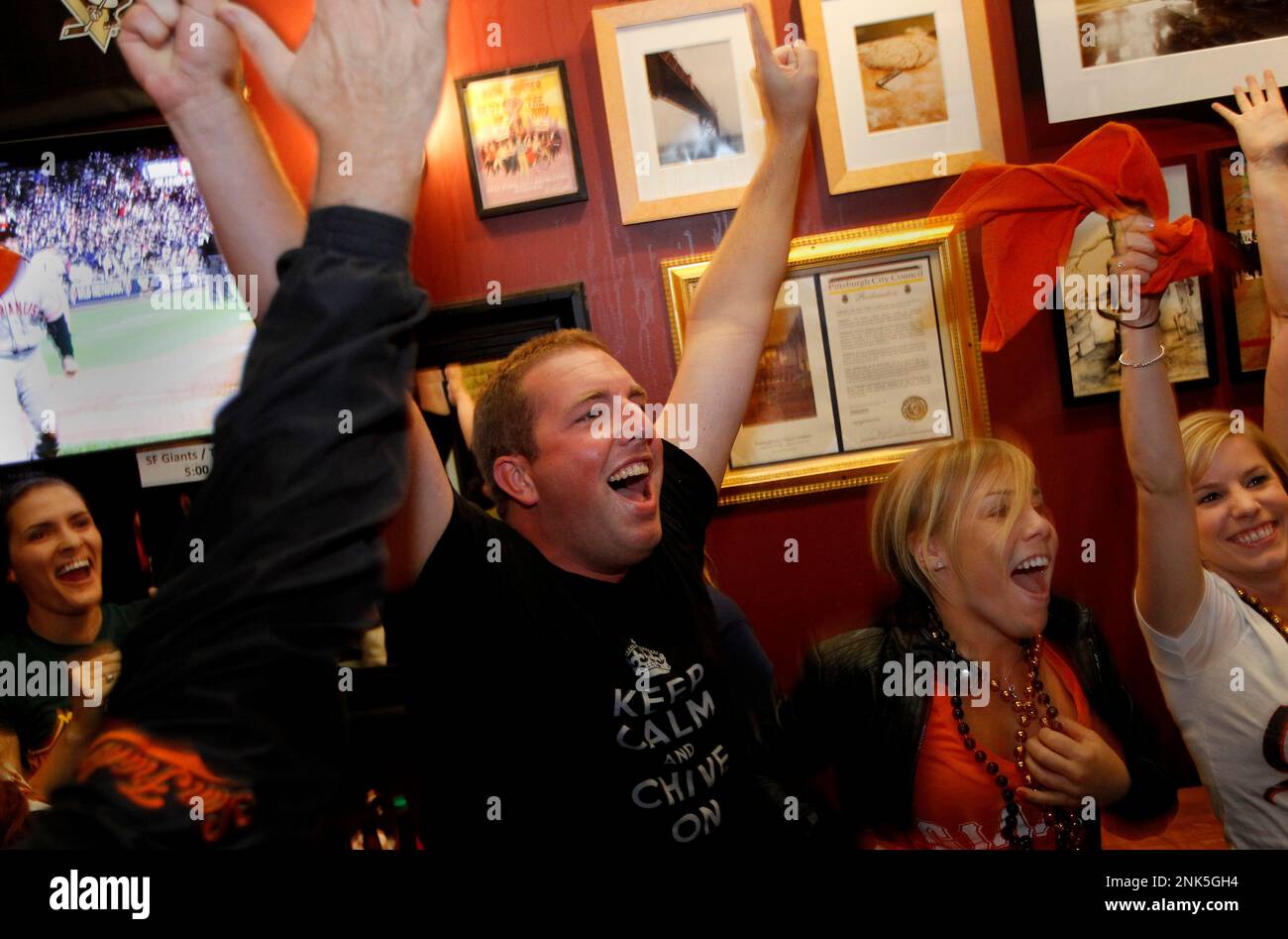 Mike Kentris was one of the fans cheering the loudest at Giordano Bros in North Beach. Giants
