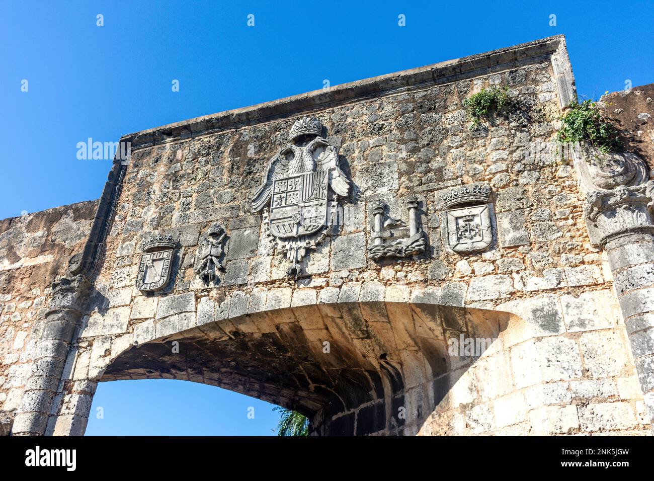 Entrance gate, Fuerte el Invencible, Santo Domingo, Dominican Republic (Republica Dominicana), Greater Antilles, Caribbean Stock Photo