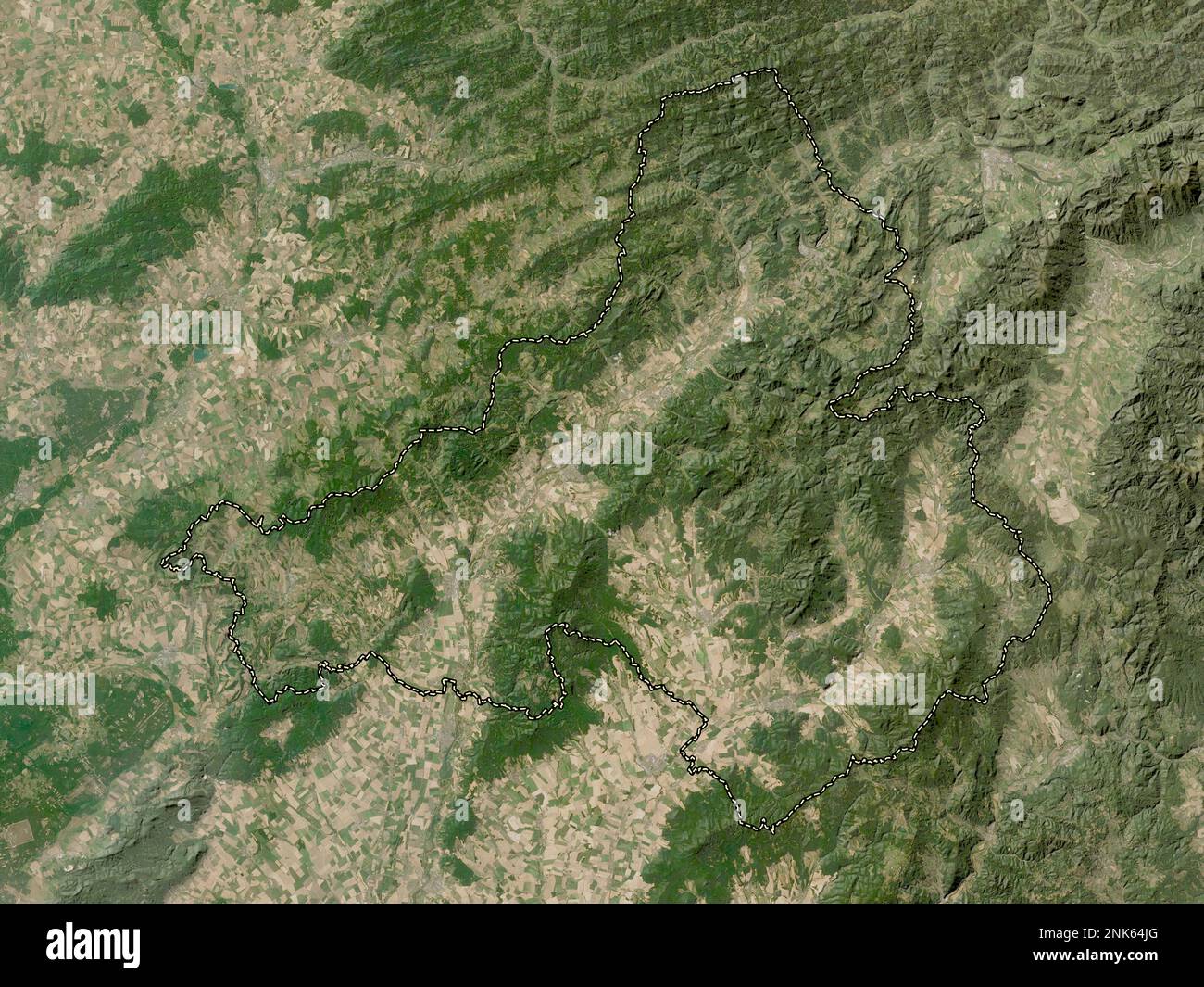 Trenciansky, region of Slovakia. Low resolution satellite map Stock Photo