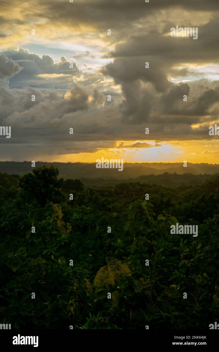 Beautiful sunrise in the mountains. Bandarban is a mountainous region of Bangladesh. Stock Photo