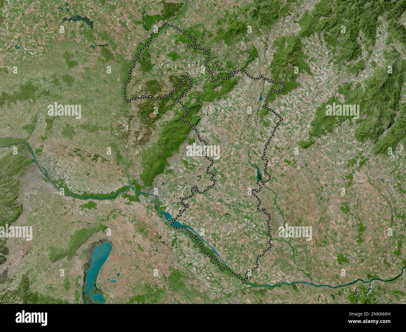 Trnavsky, region of Slovakia. High resolution satellite map Stock Photo ...