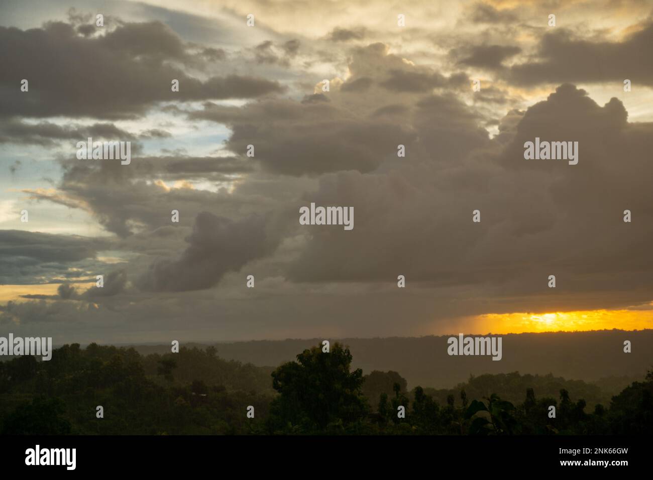 Beautiful sunset in the mountains. Bandarban is a mountainous region of Bangladesh. Stock Photo