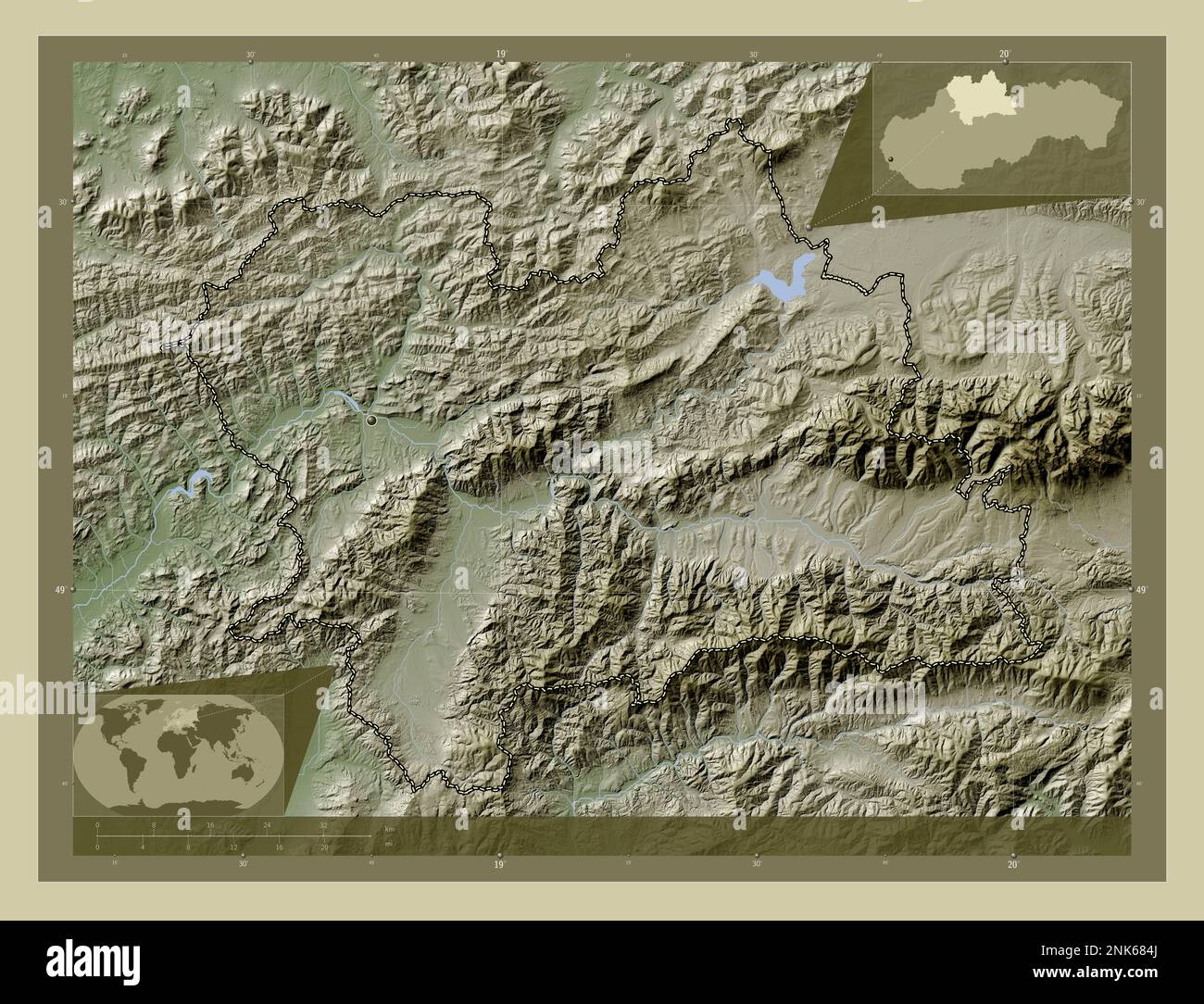 Zilinsky Region Of Slovakia Elevation Map Colored In Wiki Style With