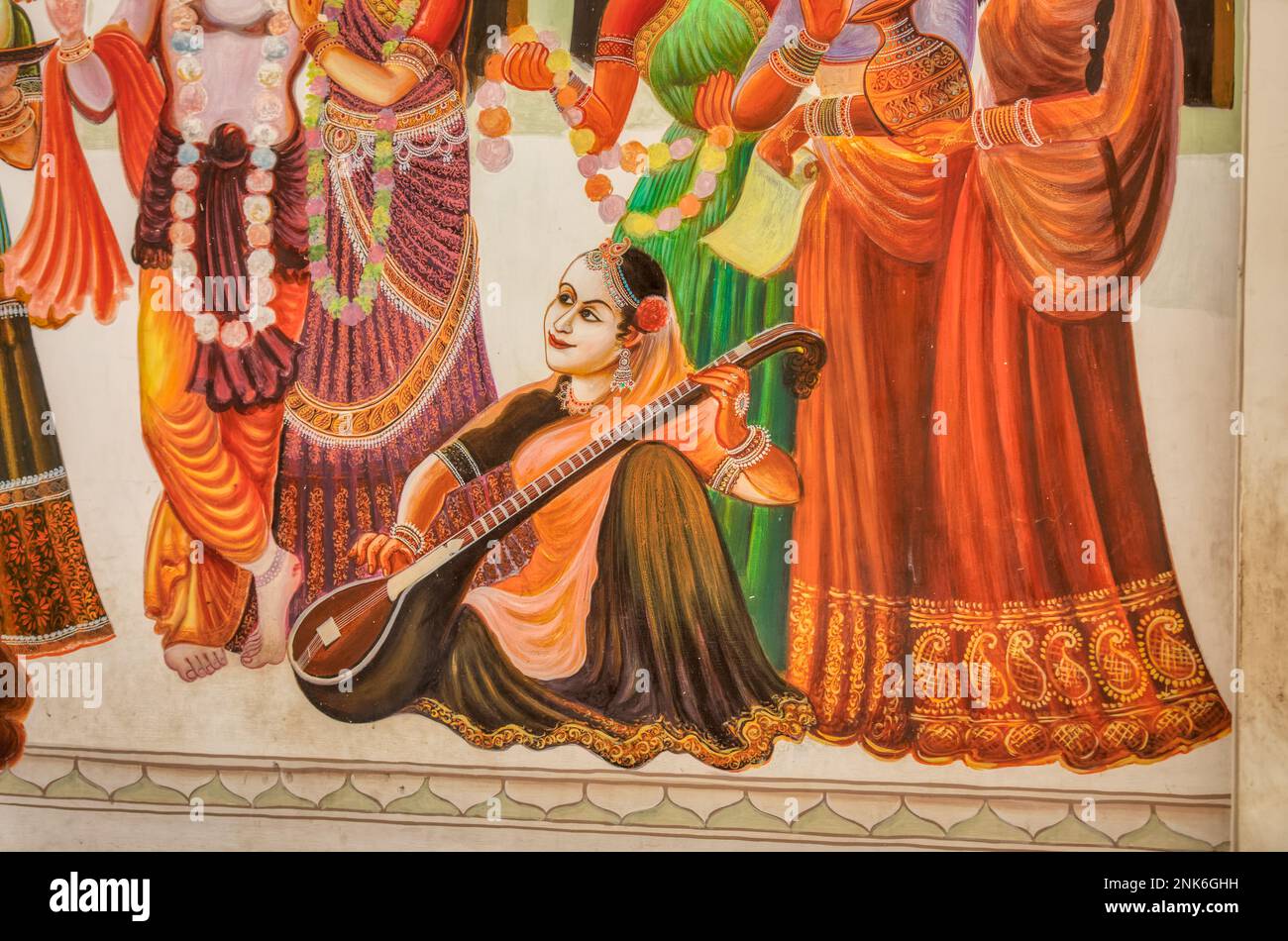 Radha Krishna Painting detail at Pushkar temple Parshuram Dwara in India Stock Photo