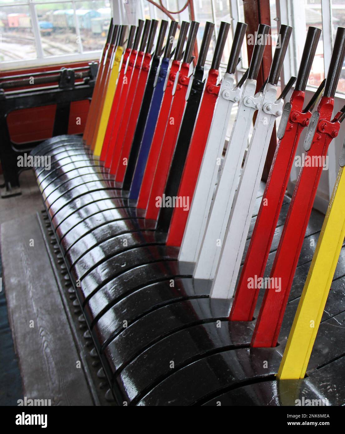 The Signal Levers of a Traditional Railway Signal Box Stock Photo Alamy