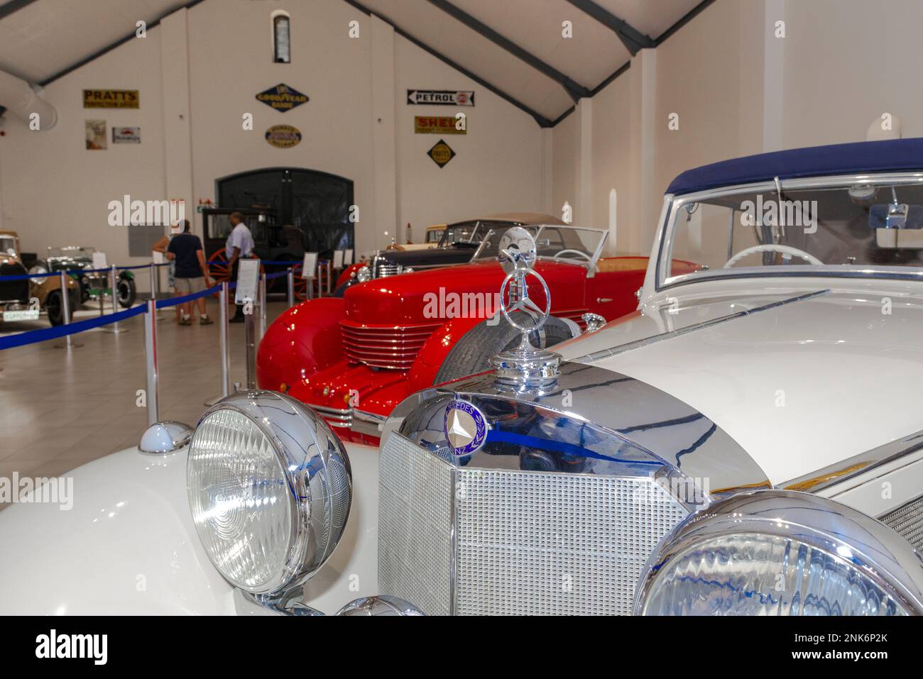 Collection of historic, classic and luxury cars on display showcases the world's rarest vehicles. Franschhoek Motor Museum, South Africa Stock Photo