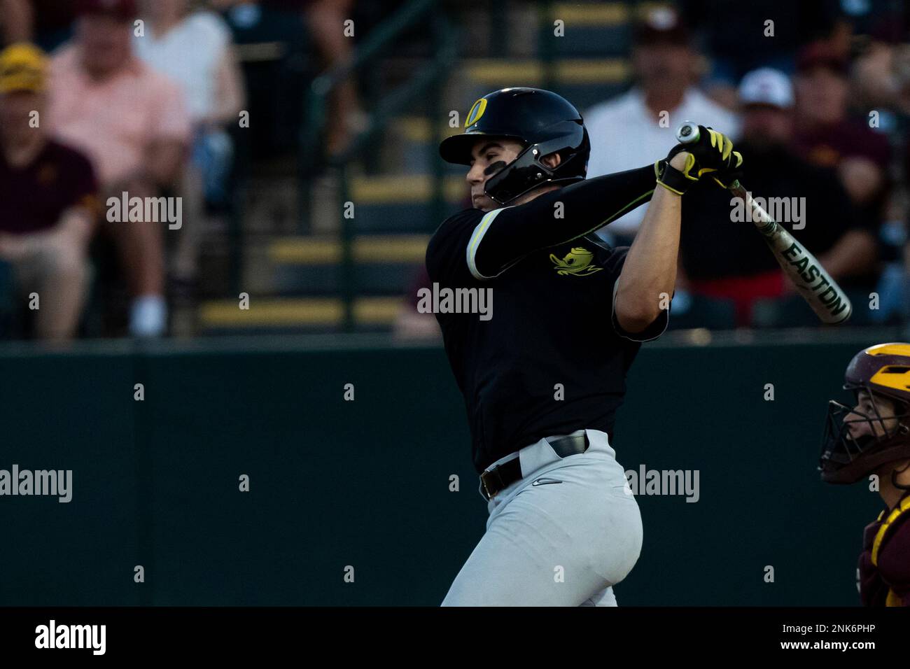 TEMPE, AZ MAY 13 Oregon Ducks Catcher Josiah Cromwick (27) gets a