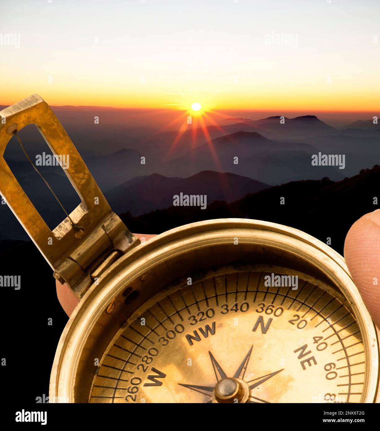 Old compass in the mountain Stock Photo Alamy