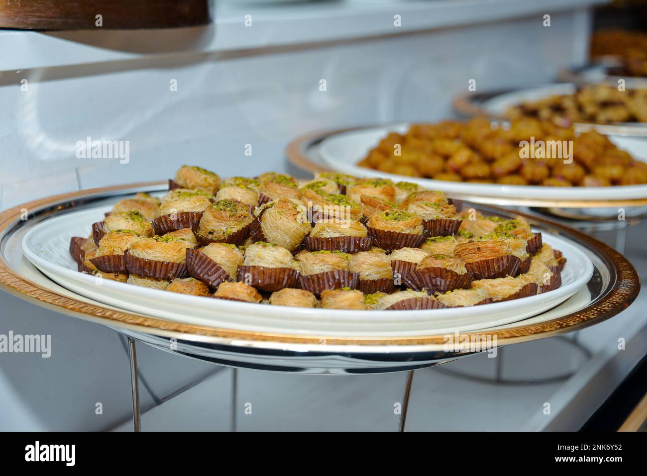 Moroccan biscuits served with tea offered at the wedding and Eid alFitr. morocco cookies Stock