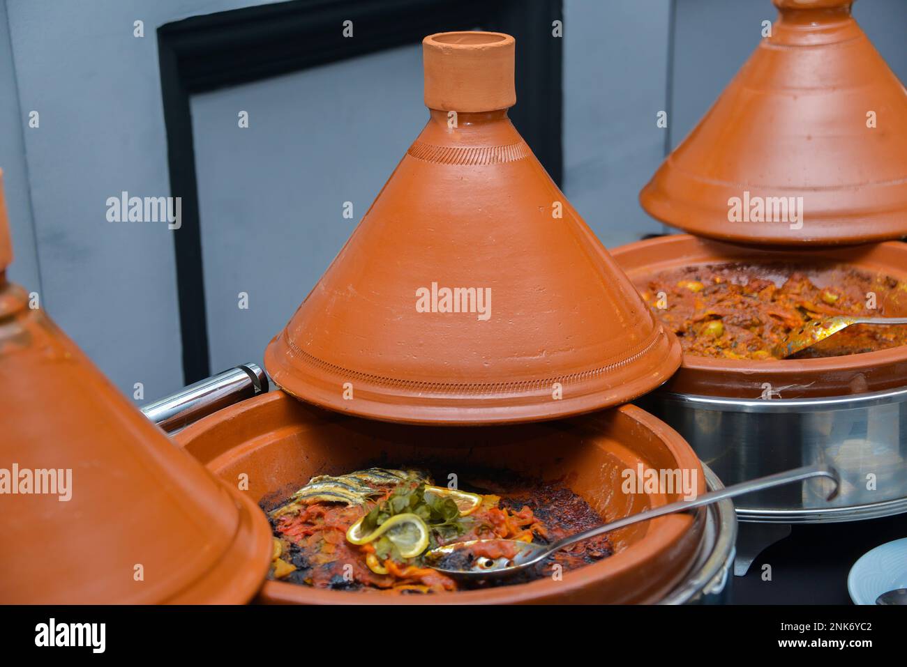 Traditional Moroccan tagine serving .Moroccan tagine to eat delicious