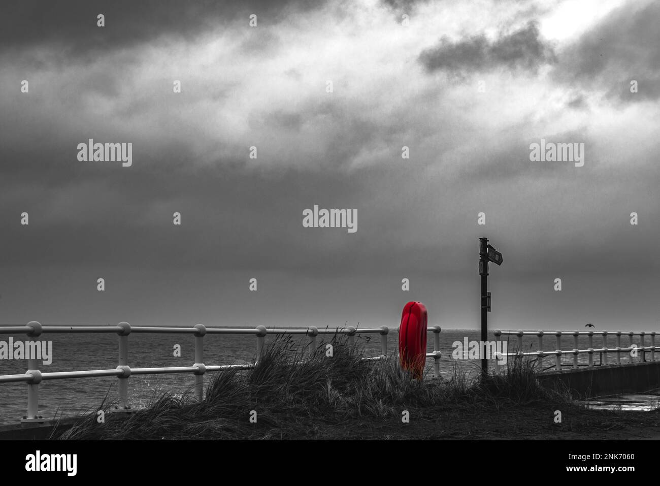 View on Prestatyn Beach in Wales after storm Stock Photo Alamy