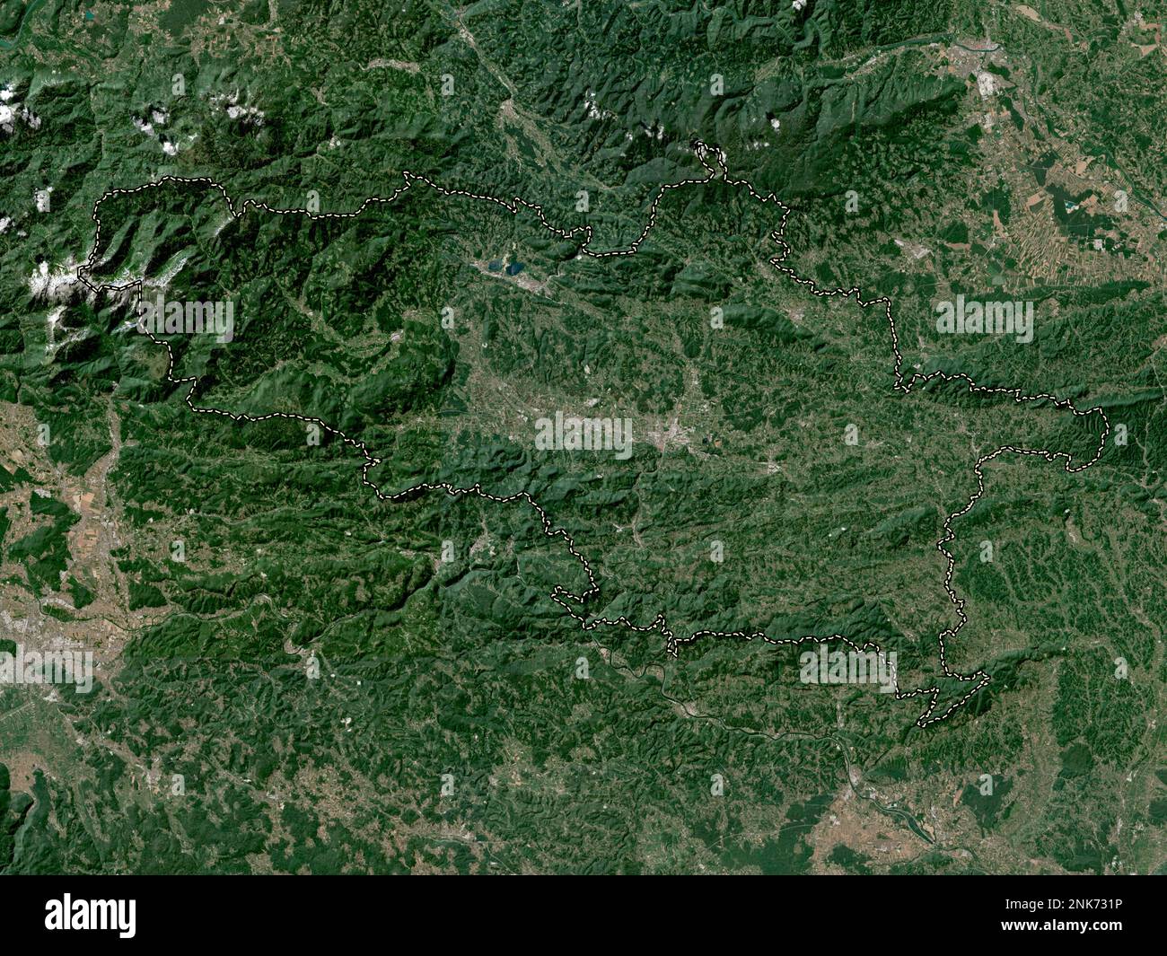 Savinjska, statistical region of Slovenia. Low resolution satellite map Stock Photo
