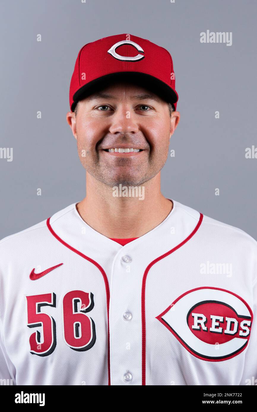 This is a 2023 photo of third base/catching coach J.R. House of the Cincinnati  Reds baseball team. This image reflects the Reds active roster as of  Tuesday, Feb. 21, 2023, when this