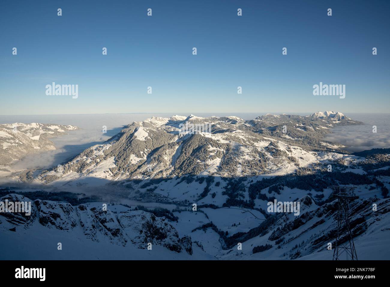 View from the top of the Brienzer Rothorn in Switzerland in December ...