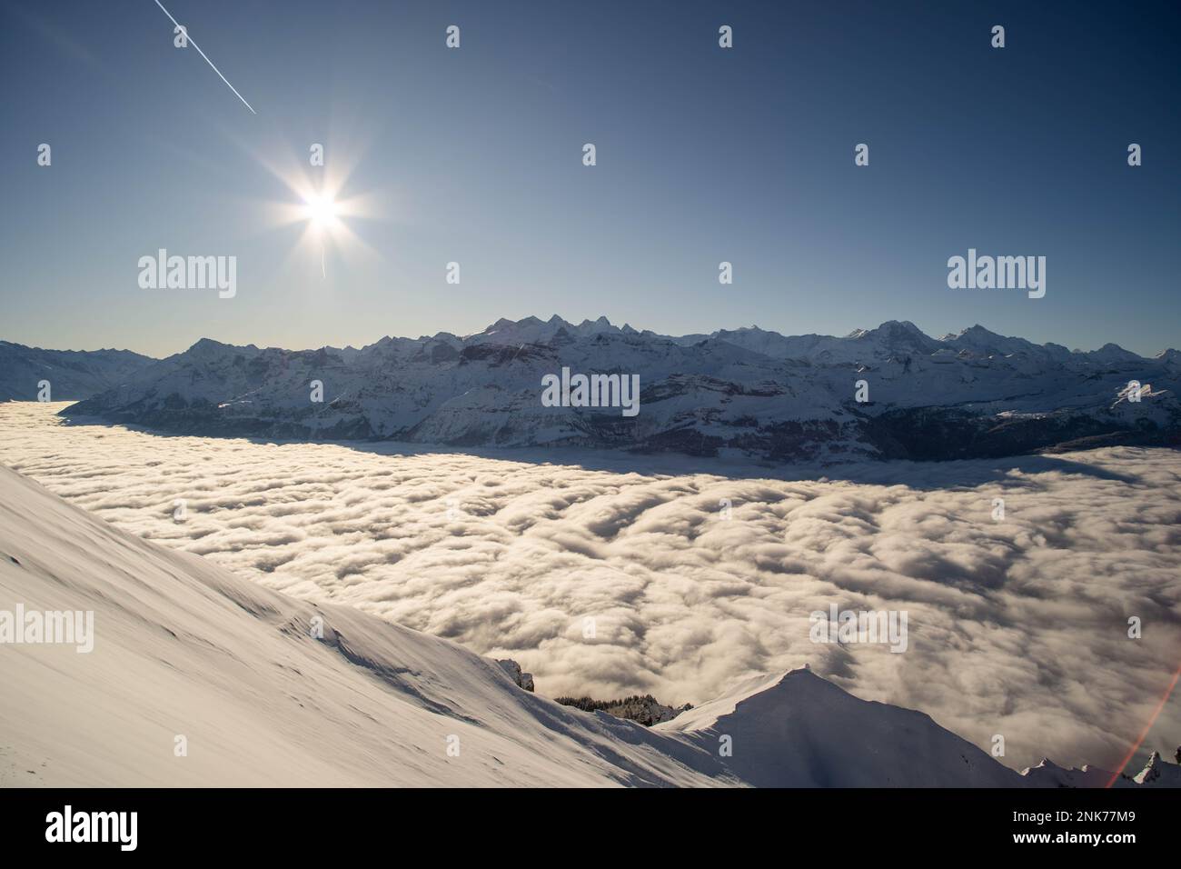View from the top of the Brienzer Rothorn in Switzerland in December ...