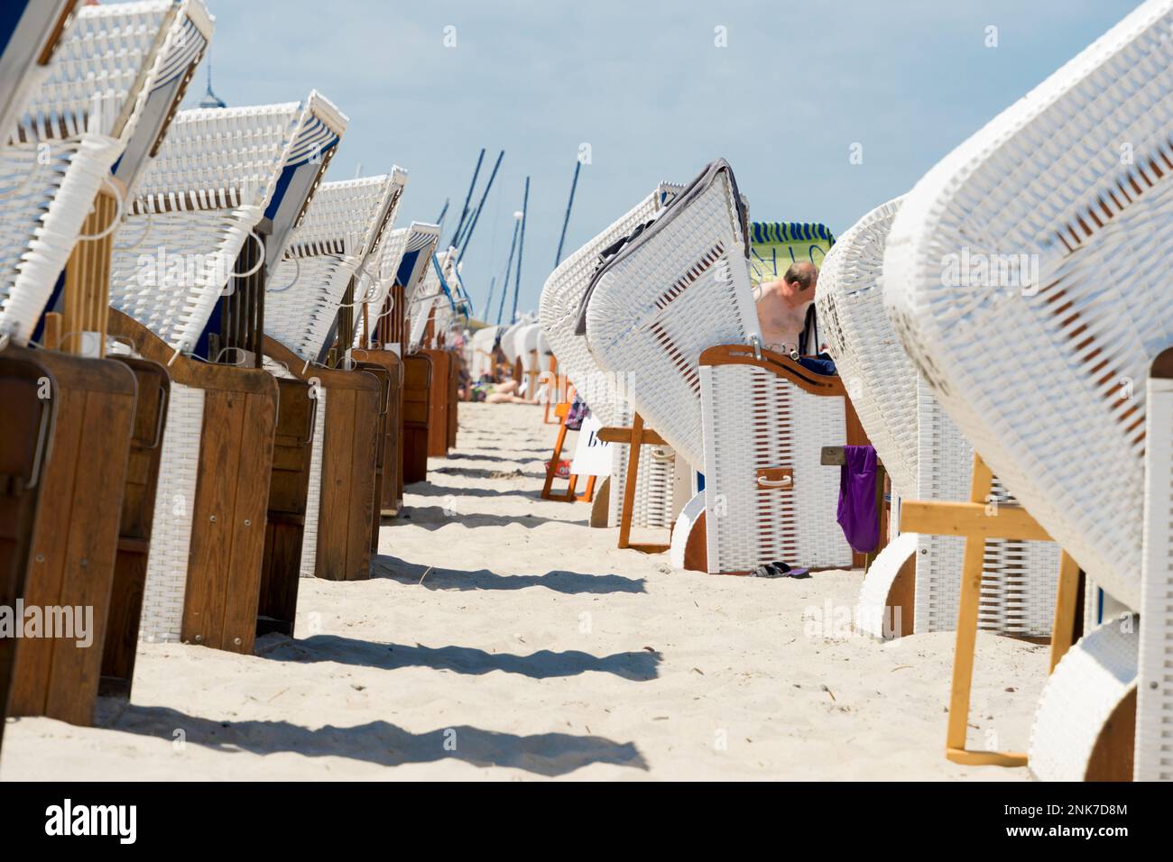 beach chairs on a summer day at the baltic sea Stock Photo