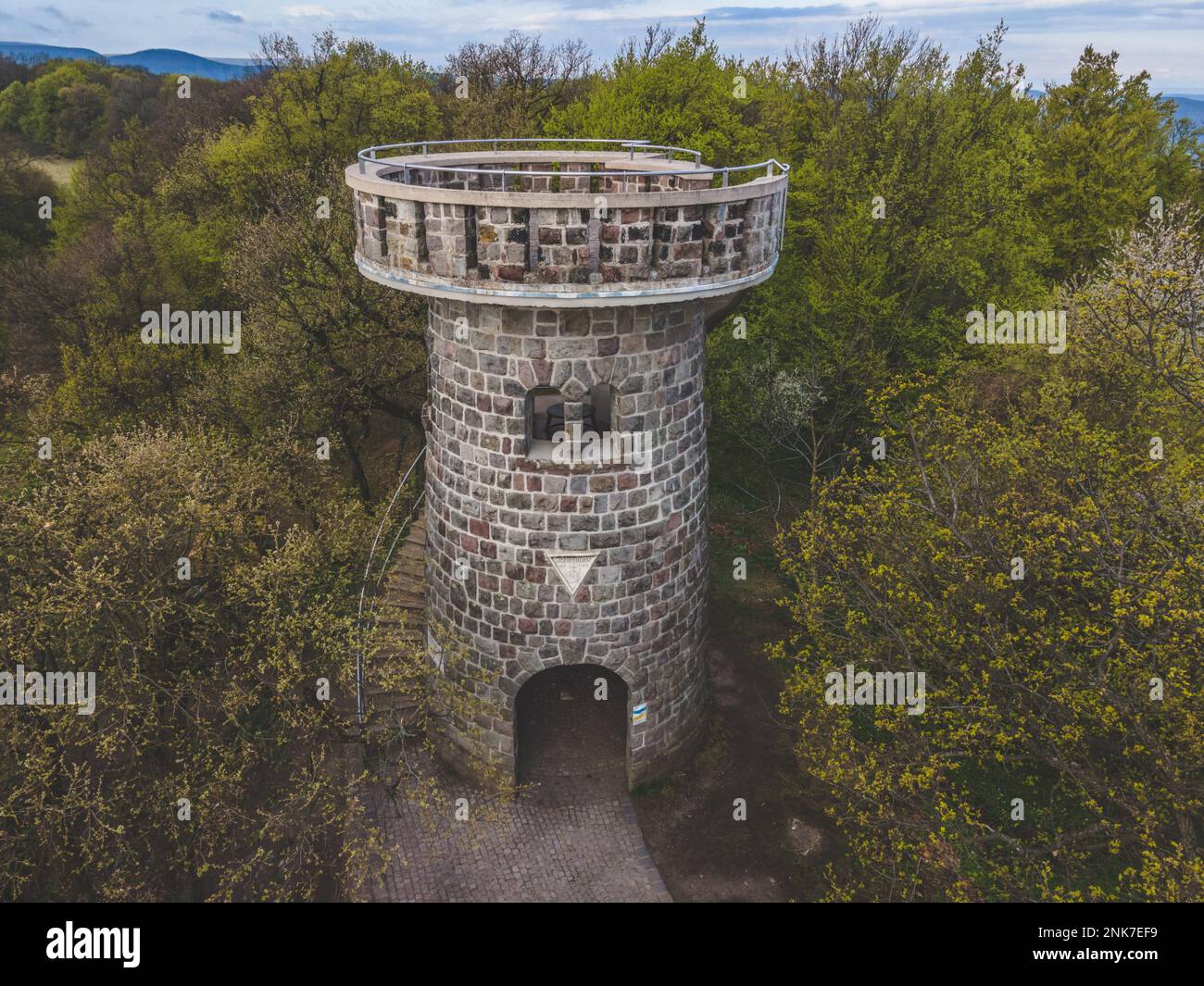 Aerial view from the Julianus lookout on the top of Hegyes-tető, Nagymaros, Hungary Stock Photo