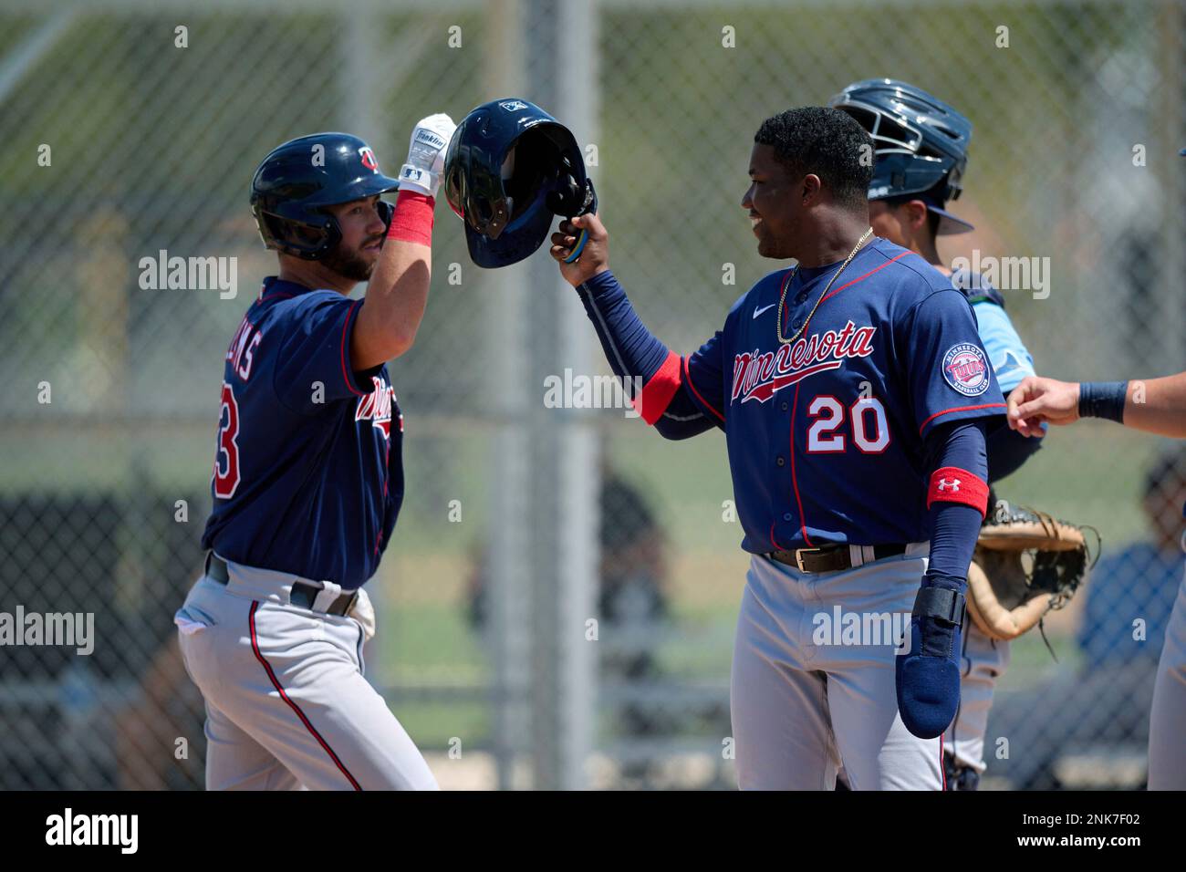 Minnesota Twins catcher Chris Williams (33) during a MiLB Spring Training  game against the Tampa Bay Rays on March 18, 2022 at the CenturyLink Sports  Complex in Fort Myers, Florida. (Mike Janes/Four