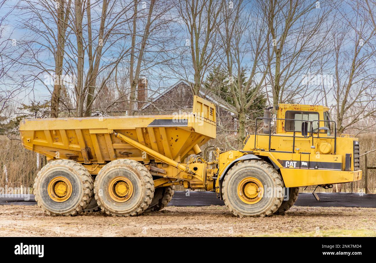 Caterpillar three axle articulated truck Stock Photo Alamy