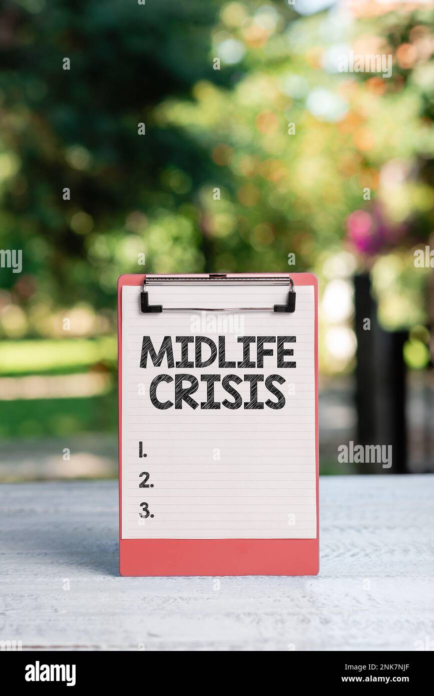 Text caption presenting Midlife Crisis. Business idea Software development technique Decomposing an application Stock Photo