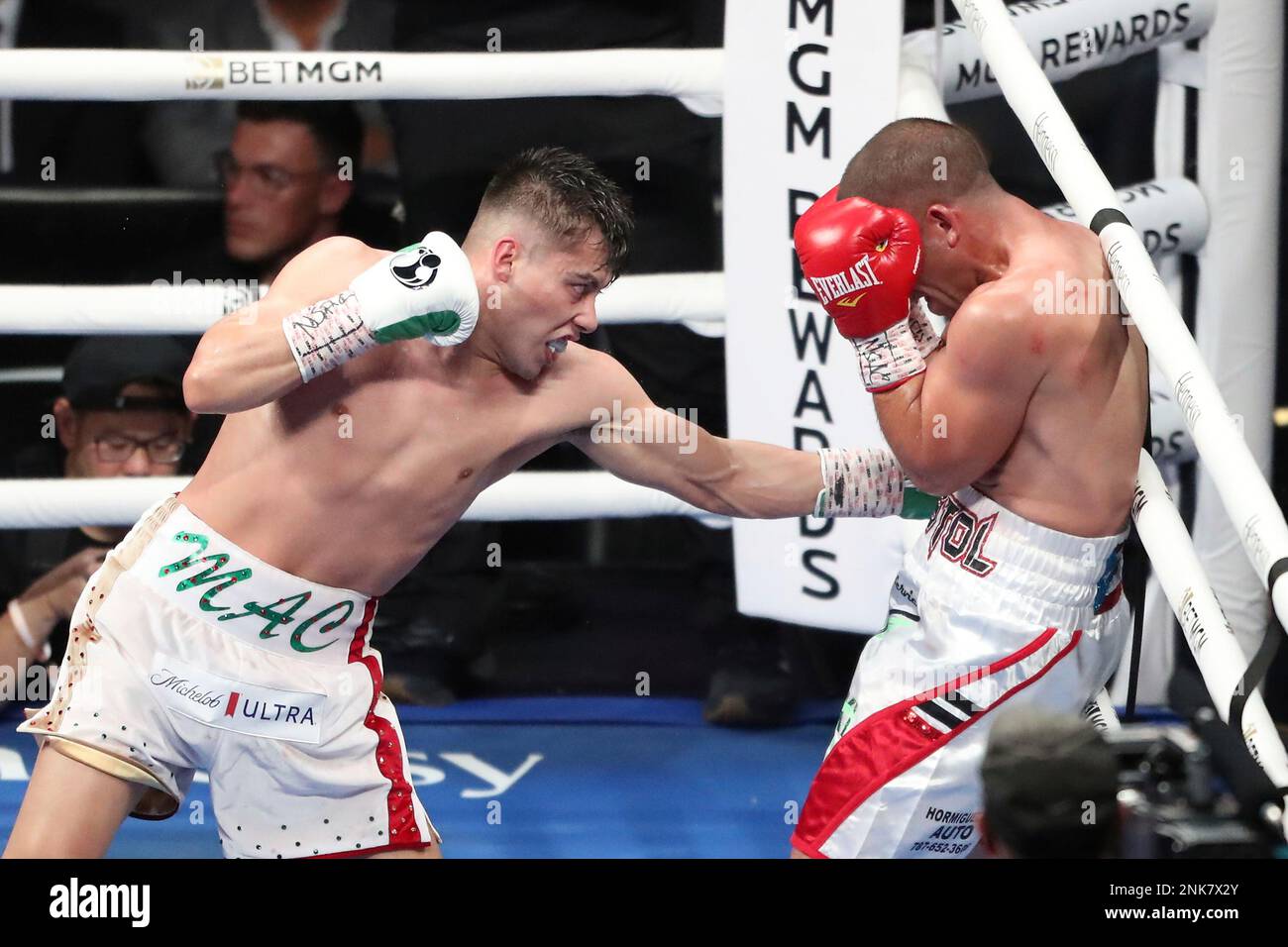 LAS VEGAS, NV - MAY 7: (L-R) Boxer Marc Castro punches Pedro Vicente ...