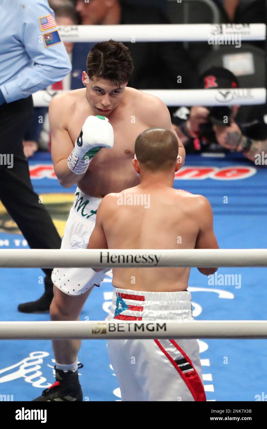 LAS VEGAS, NV - MAY 7: (L-R) Boxer Marc Castro punches Pedro Vicente ...