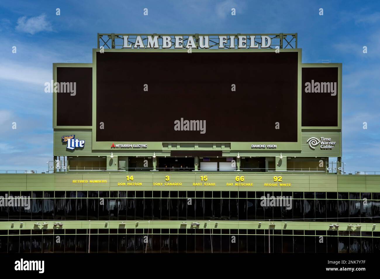 Lambeau Field Scoreboard Green Bay Packers Stock Photo