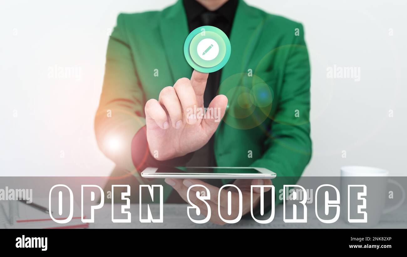 Conceptual caption Open Source. Conceptual photo denoting software which original source code freely available Stock Photo