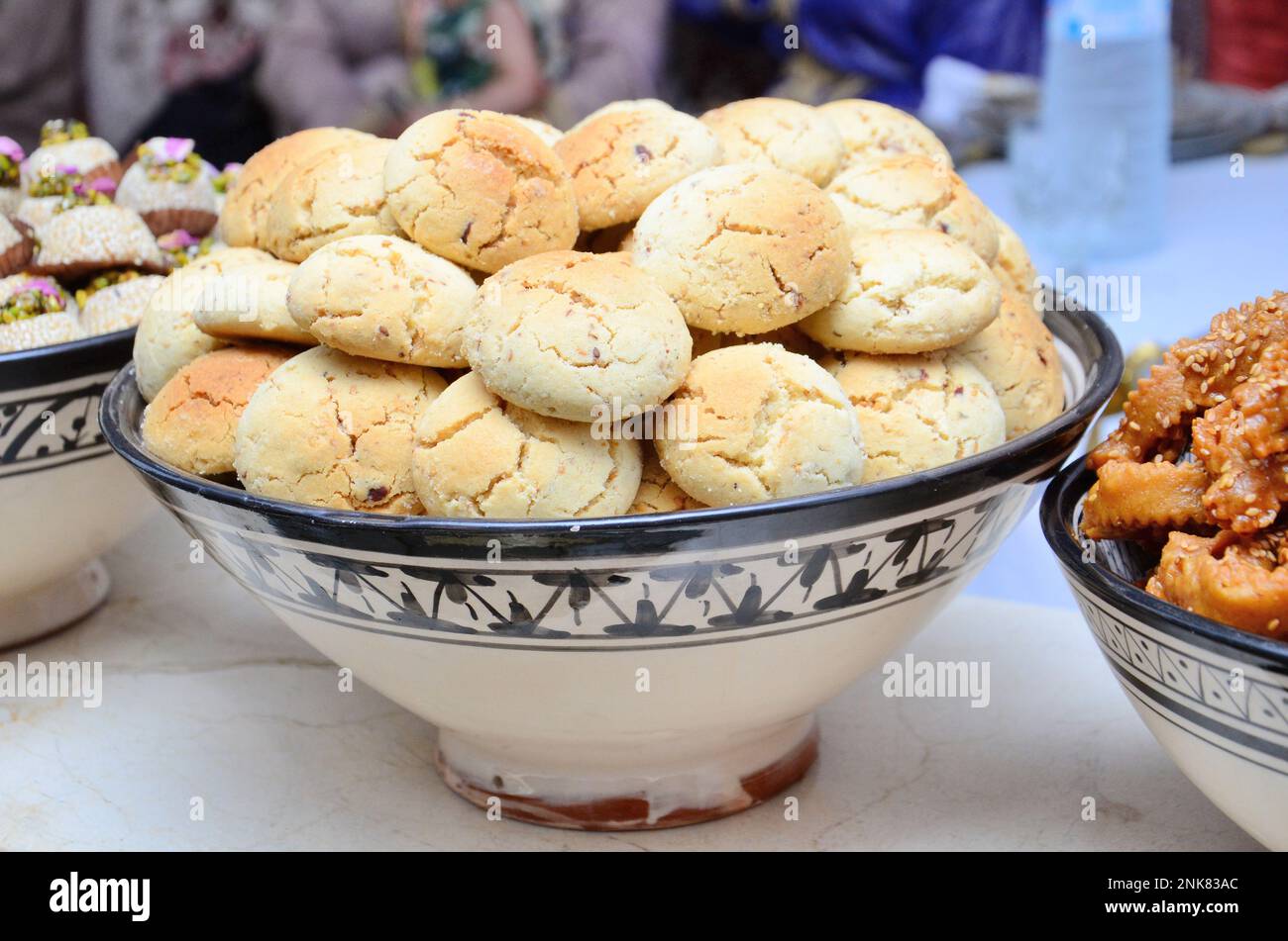 Moroccan biscuits served with tea offered at the wedding and Eid alFitr. morocco cookies Stock
