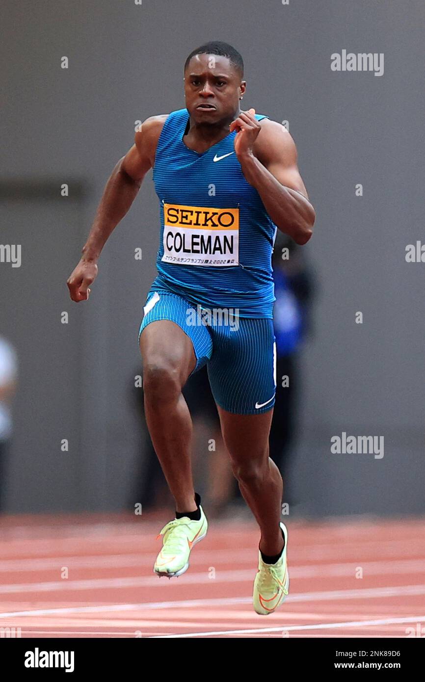 U.S. Christian Coleman competes during men's 100 meters of Seiko Golden