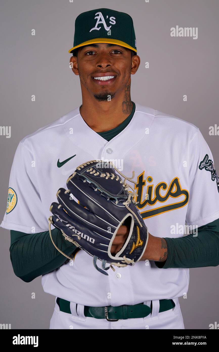 This is a 2023 photo of pitcher Luis Medina of the Oakland Athletics  baseball team. This image reflects the Oakland Athletics active roster as  of Thursday, Feb. 23, 2023, when this image, image size:866x1390