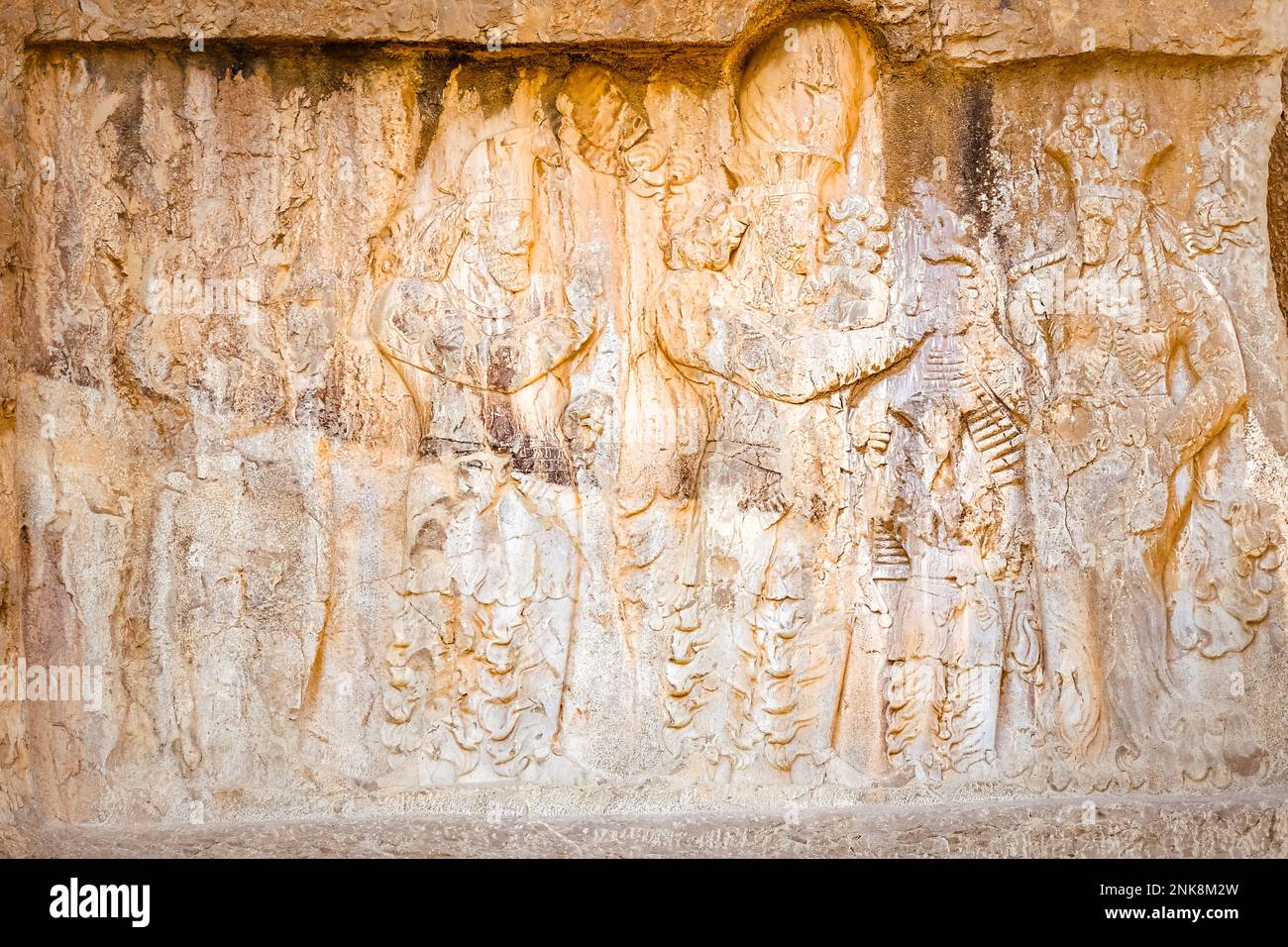 Nasqsh-e Rostam, Iran - 2022: Victory of Bahram II monument.Tombs of Artaxerxes I and Darius the Great, kings of the Achaemenid empire, located in the Stock Photo
