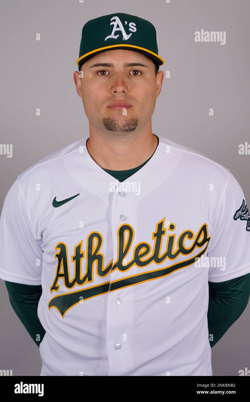 This is a 2023 photo of left fielder Aledmys Diaz (12) of the Oakland Athletics baseball team