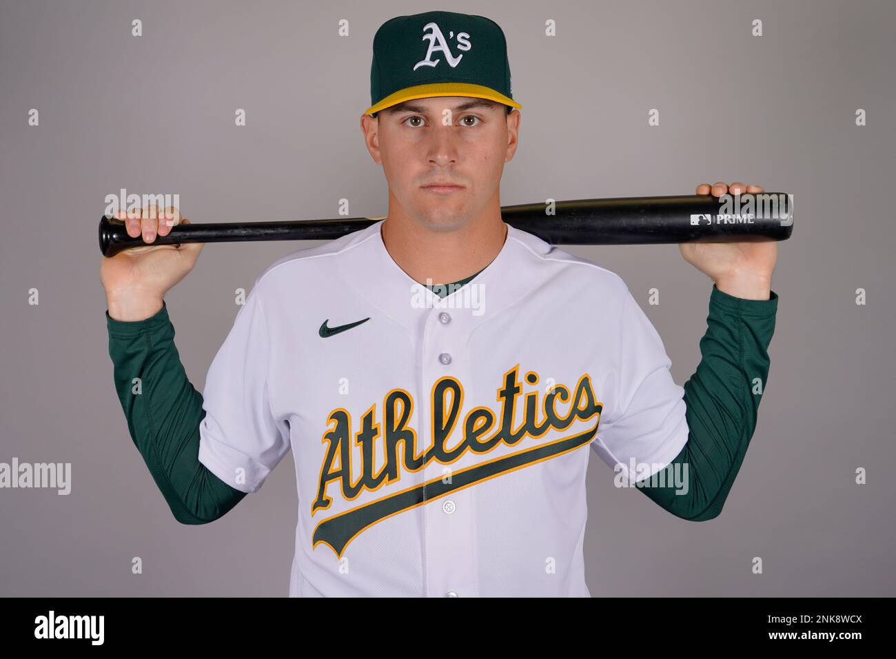 This is a 2023 photo of center fielder JJ Bleday (33) of the Oakland  Athletics baseball team. This image reflects the Oakland Athletics active  roster as of Thursday, Feb. 23, 2023, when