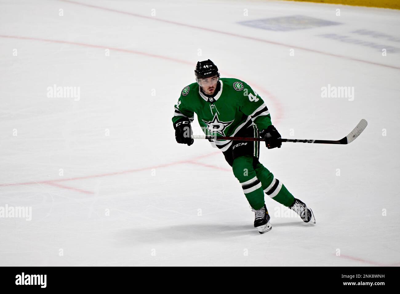 Dallas Stars defenseman Joel Hanley (44) skates during an NHL hockey