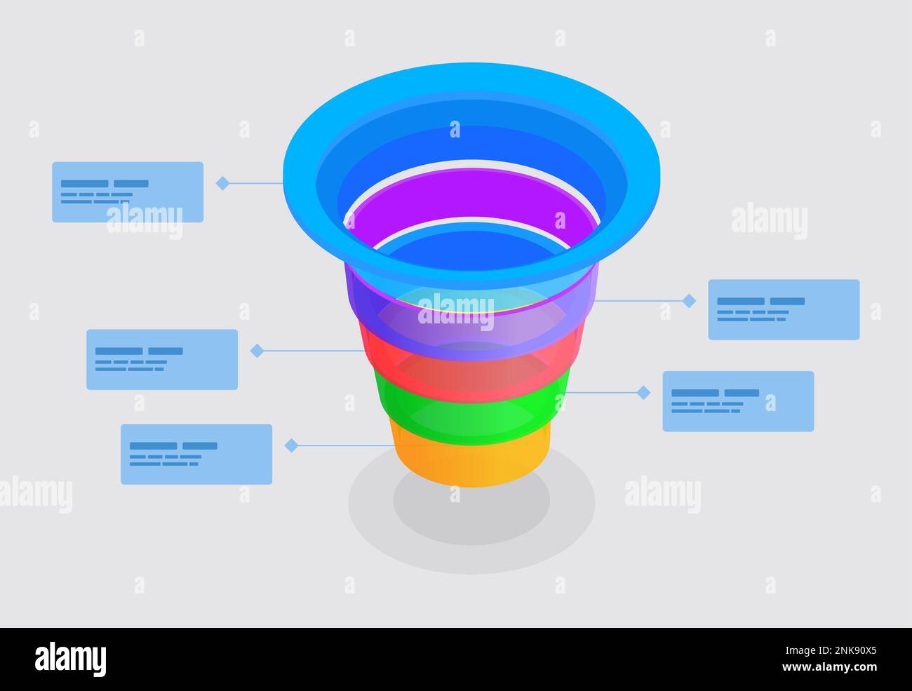 Vertical funnel colorful diagram with four segments infographics template for business