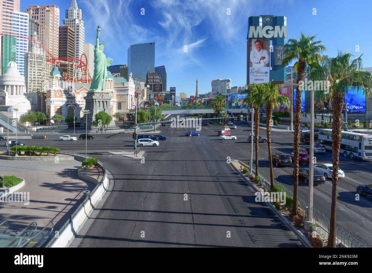 Nevada USA September 5, 2021 Cityscape of Las Vegas Boulevard, better known as the Strip and its famous hotels and casinos Stock Photo