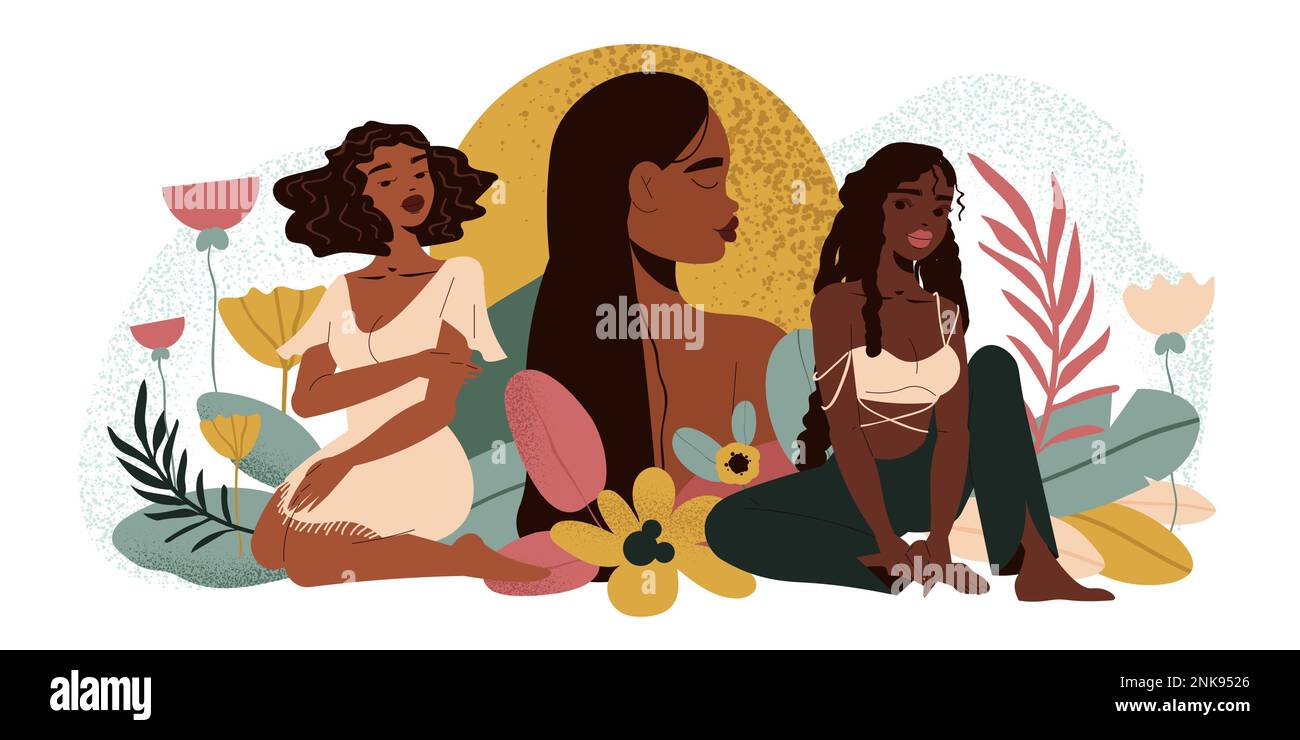 Black girl woman composition three beautiful girls in profile and full ...