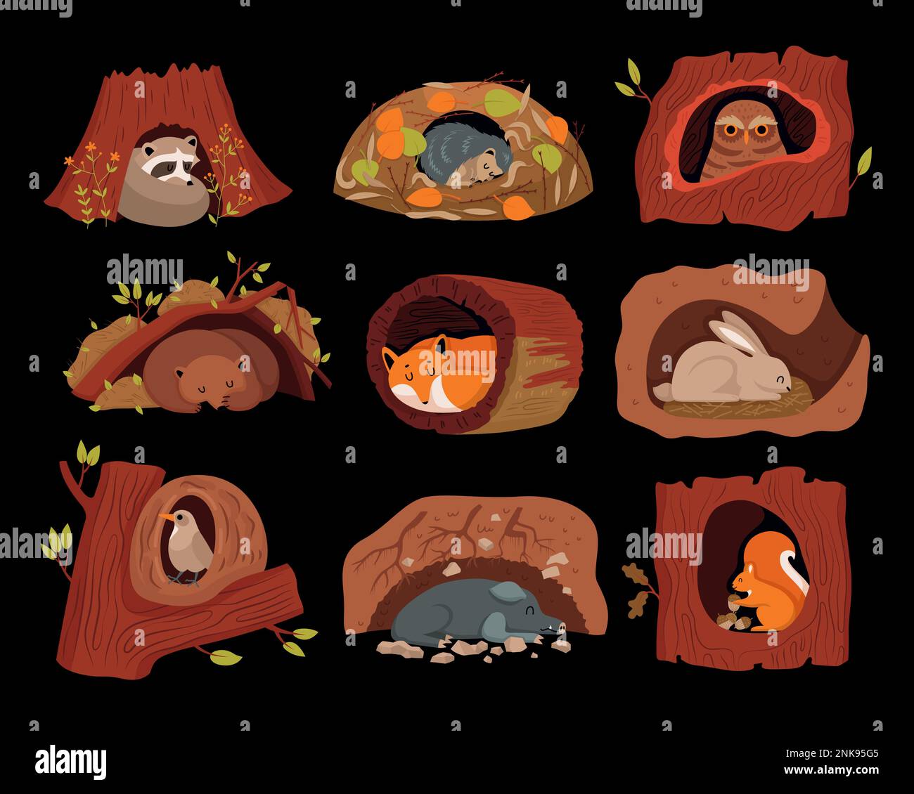 Woodpecker tree holes Stock Vector Images Alamy